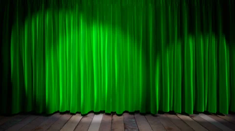 Loop light on green fabric curtain Stock Footage 28505381