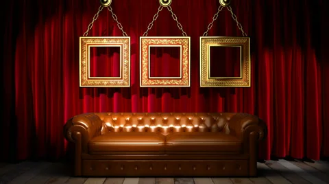 Loop light on red fabric curtain Stock Footage 29185452