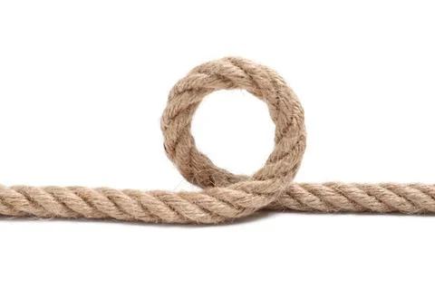 Loop made of cotton rope on white background Stock Photos