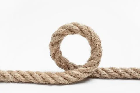 Loop made of cotton rope on white background Stock Photos