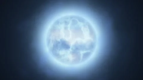 Loop massive blue supergiant star with swirling electric plasma surface Video stock 346030680