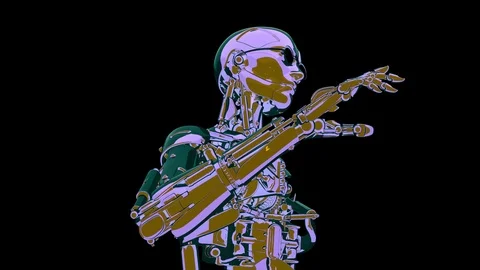 Loop modern live cyborg 48 fps, with Alpha, yyaa102 Stock Footage 115899340