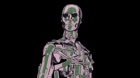 Loop modern live robot 50 fps, with alpha, yyaa100 Stock Footage 115898243