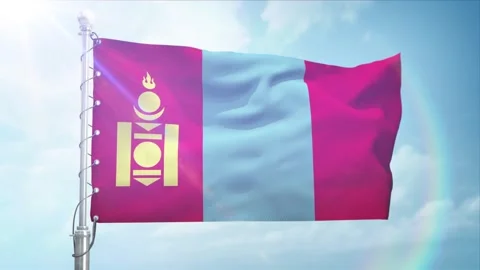 Loop Of Mongolia Flag Face View With Alpha Channel Stock Footage 302637735