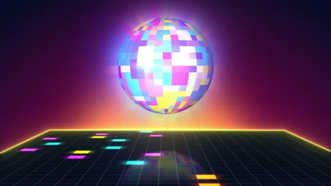 Loop motion background of rotating disco ball. animation for music video clips Stock Footage 153420825