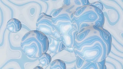 Loop motion blue jelly shaped balls are moving with seamless background abst Video stock 165393795
