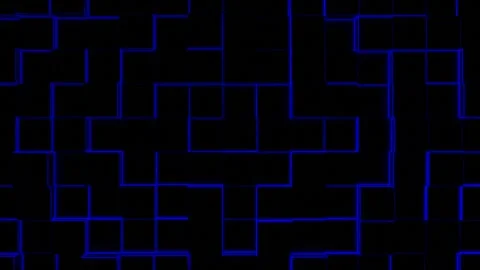 Loop motion blue neon lights are moving glowing and blinking in cube shape Stock Footage 165529676