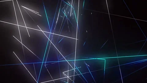 Loop motion blue neon lines lights are moving and glowing Stock Footage 163741139