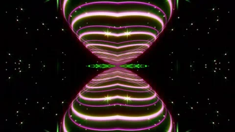 Loop motion colorful neon lights and stars are glowing and glittering Video stock 163135316