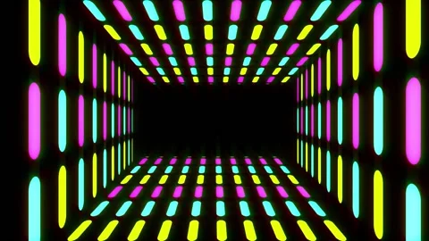 Loop motion colorful neon tunnel lights are moving and glowing3 Stock Footage 164139599