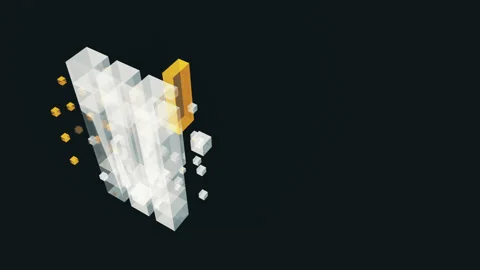 Loop motion colorful rotating qube which are moving and glowing 3d animation Hud Stock Footage 242415150