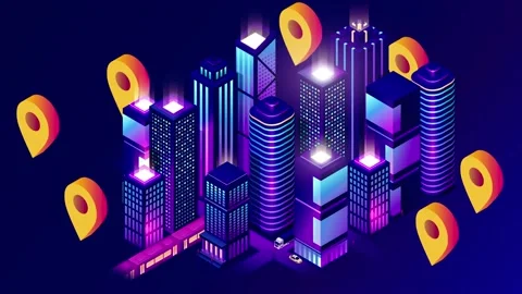 Loop motion futuristic city are glowing Stock Footage 161927113