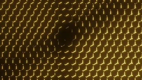 Loop motion gold hexagon lights are moving and glowing with seamless backgro Stock-Footage 165393783