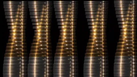 Loop motion graphics springs shape colorful objects are moving with black se Stock Footage 160347152