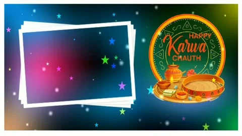 Loop motion happy Karwa chauth and colorful particles and stars are blinking Video stock 164810554