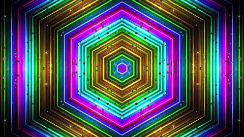 Loop motion multicolored lights and particles are moving and glowing Stock Footage 164139652