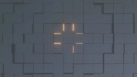 Loop motion orange lights are moving and glowing in black cubes Stock Footage 165529649