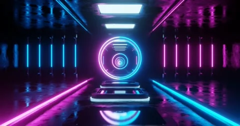 Loop motion of pink and blue neon tunnel. Stock Footage 159720518