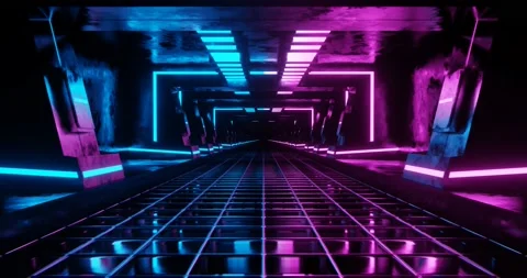 Loop motion of pink and blue neon corridor. Stock Footage 159720520