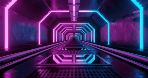 Loop motion of pink and blue neon tunnel. Stock Footage 159720521