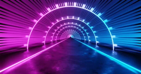 Loop motion of pink and blue neon tunnel. Stock Footage 159720533