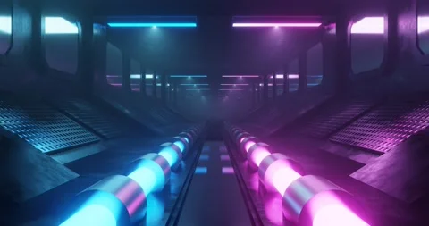 Loop motion of pink and blue neon corridor. Stock Footage 160646543