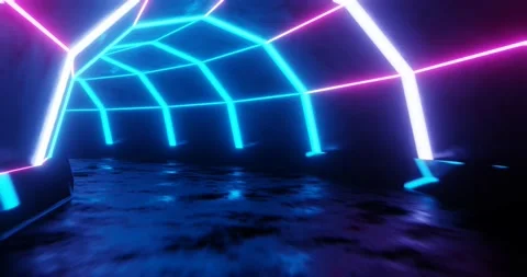 Loop motion of violet and blue neon tunnel. Stock Footage 159720519