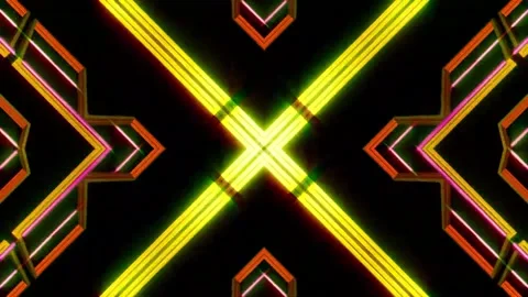 Loop motion yellow neon lights which are moving and glowing Stock Footage 164039803