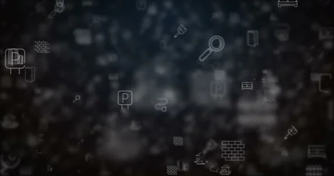 Loop moved real estate icons background Видео 89768455