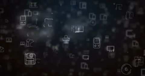 Loop moved technology icons background Stock Footage 85987387