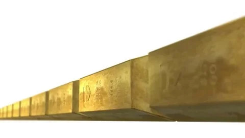 Loop movement of gold bullion with alpha channel Stock Footage 98247328