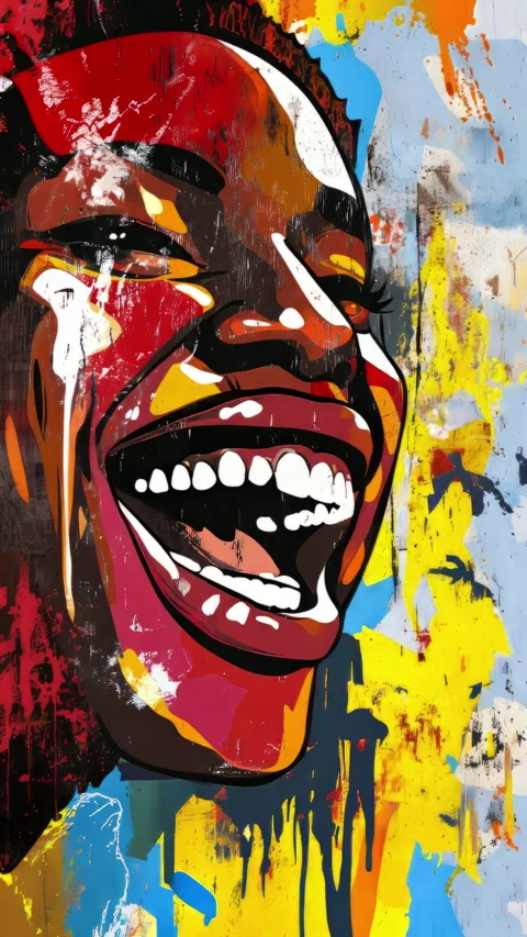 Loop of multi ethnic graffiti faces Stock Footage 305795202