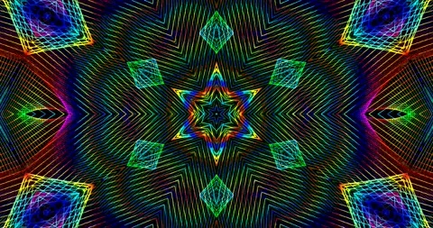 Loop of Multicolor Futuristic Techno Lines Symmetrical Tech Pattern Motion Stock Footage 165931374