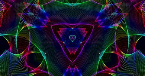 Loop of Multicolor Futuristic Techno Lines Symmetrical Tech Pattern Motion Stock Footage 165934225