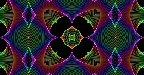 Loop of Multicolor Futuristic Techno Lines Symmetrical Tech Pattern Motion Stock Footage 165934557