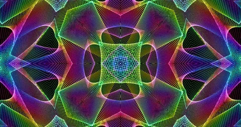 Loop of Multicolor Futuristic Techno Lines Symmetrical Tech Pattern Motion Stock Footage 165940864