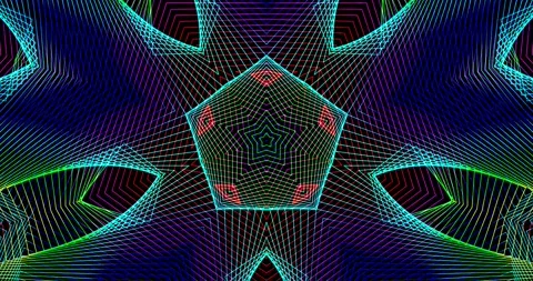 Loop of Multicolor Futuristic Techno Lines Symmetrical Tech Pattern Motion Stock Footage 165960722