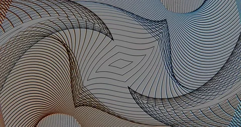 Loop of Multicolor Futuristic Techno Lines Symmetrical Tech Pattern Motion Stock Footage 165966685