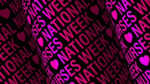 Loop NATIONAL NURSES WEEK 3D purple red text Stock Footage 151743588