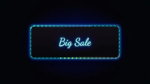 Loop Neon Big Sale sign with colorful rainbow marquee lights Stock Footage 340322112