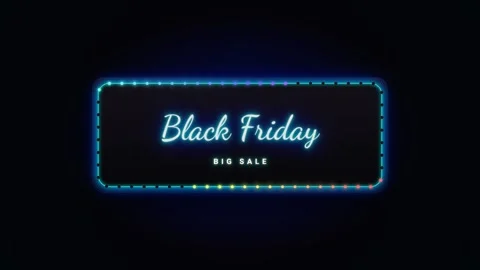 Loop Neon Black Friday Big Sale sign with colorful rainbow marquee lights Stock Footage 340322124