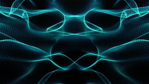 Loop neon blue green light glowing waves Stock Footage 142246263