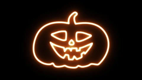 Loop neon glowing halloween pumpkin animation Stock Footage 318308140