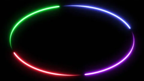 Loop neon shiny oval border frame futuristic geometric graphic motion footage Video stock 202242730