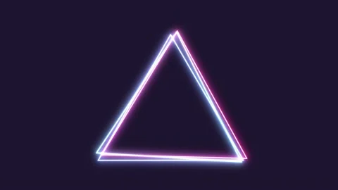 Loop Neon triangle blue and pink colored bright lines on a purple background Video stock 170847525