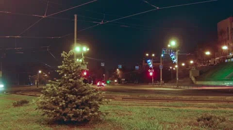 Loop of the night traffic Stock Footage 10587358