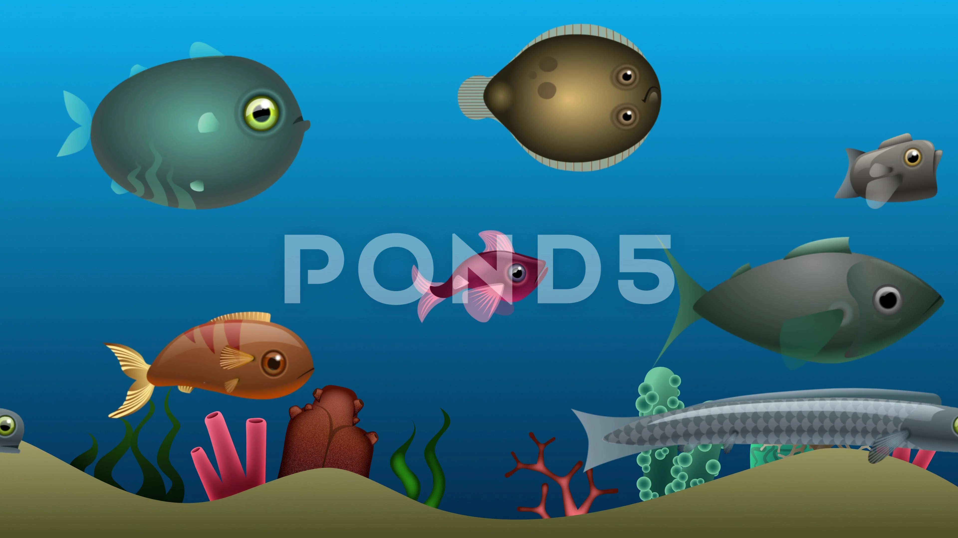 Loop o a group of cartoon fishes swimmin... | Stock Video | Pond5