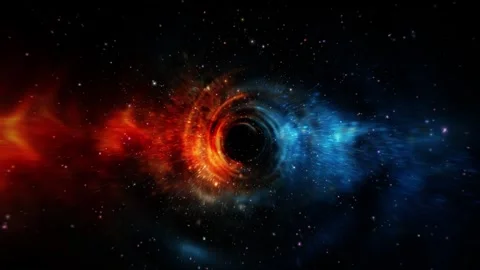 Loop orange blue blackhole space travel abstract background Stock Footage 320465598