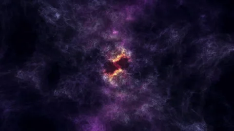 Loop orange purple center smoke cloud abstract background Stock Footage 274061356