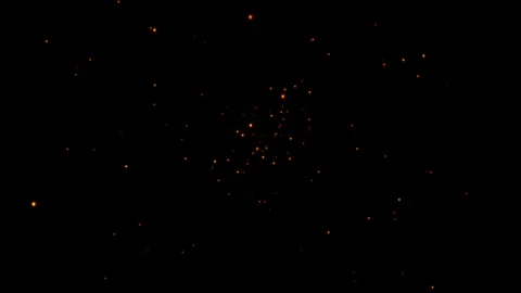 Loop orange red parrticles abstract on black background Video stock 266131375